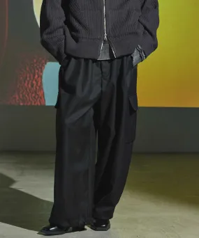 4 Colors Chambray Washable Wool Prime-Wide Cargo Pants