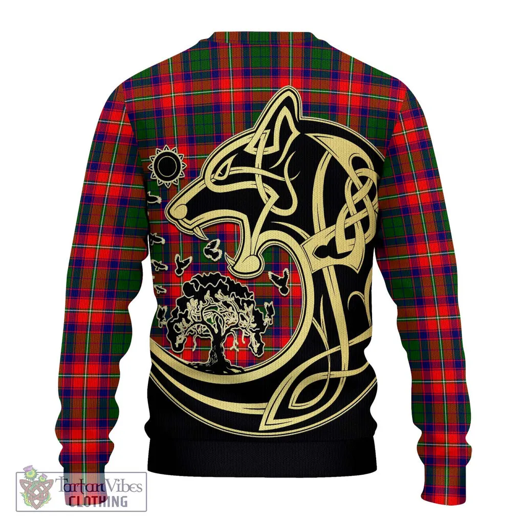 Belsches Tartan Ugly Sweater with Family Crest Celtic Wolf Style