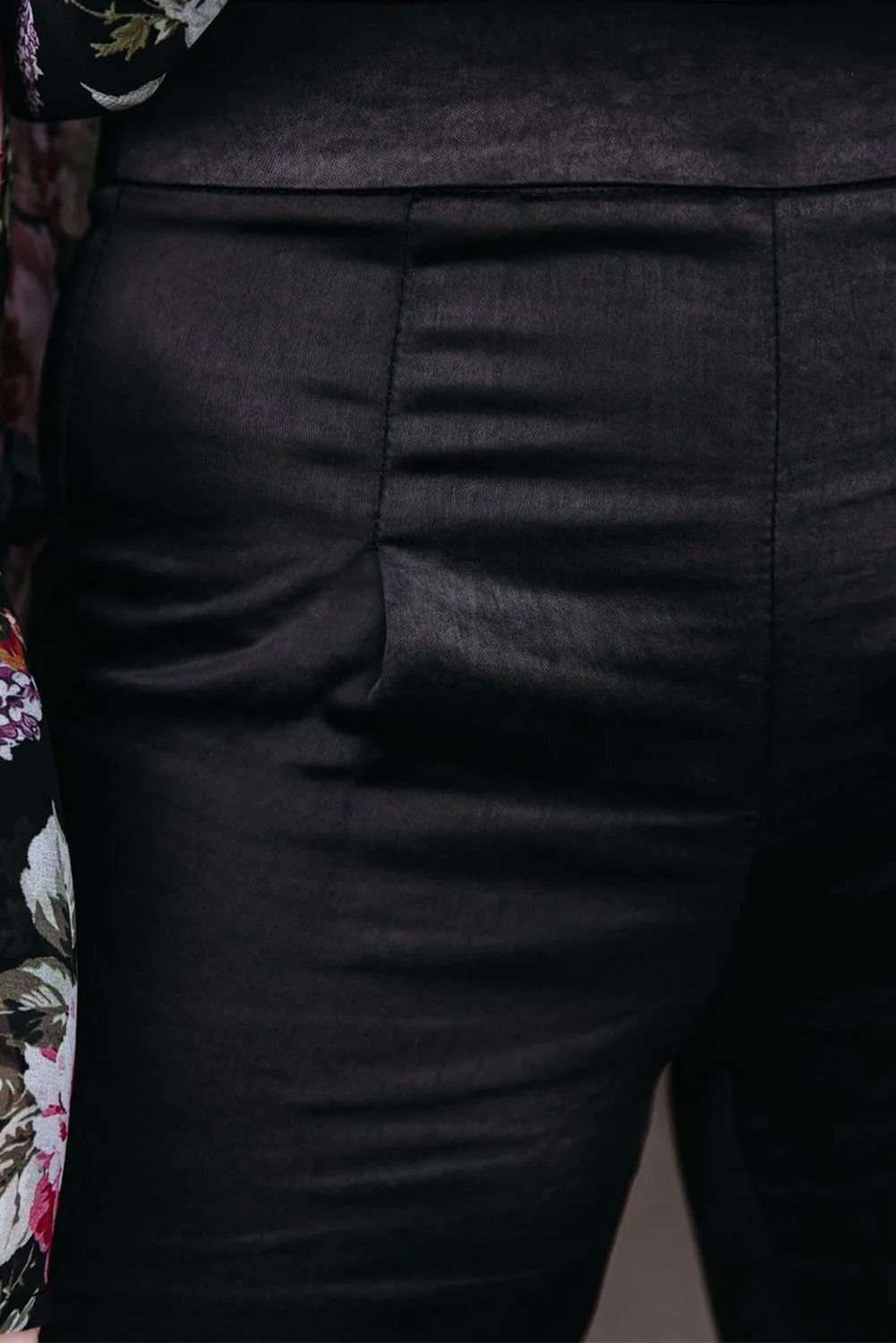 Black Satin Flare Casual Tailored Pant