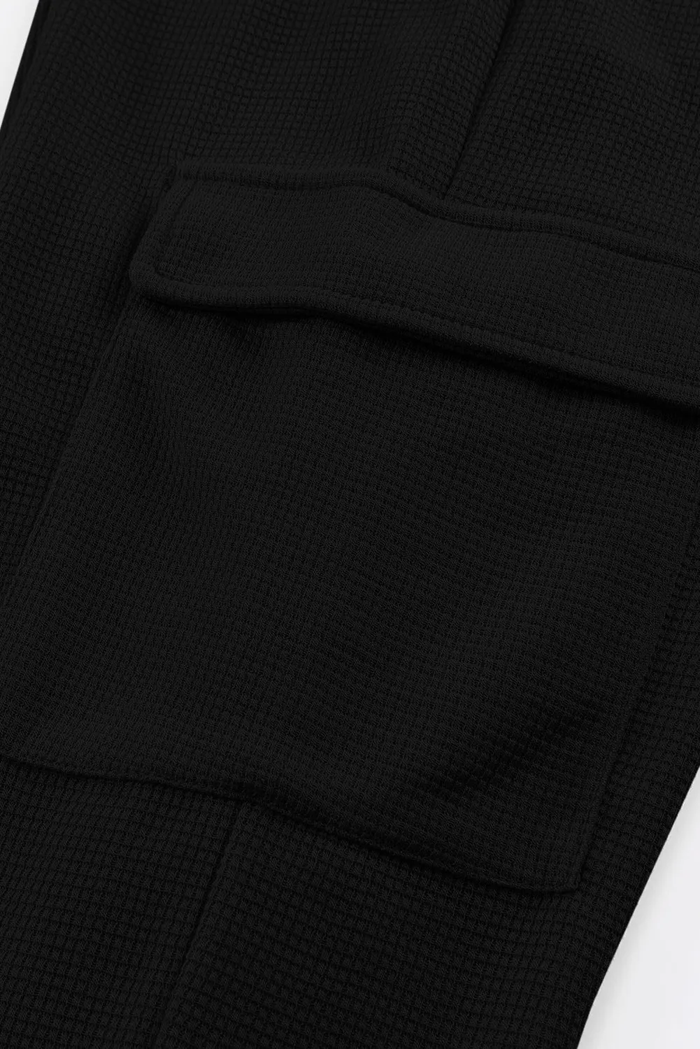 Black Waffle Texture Cargo Pocket Jogger Pant