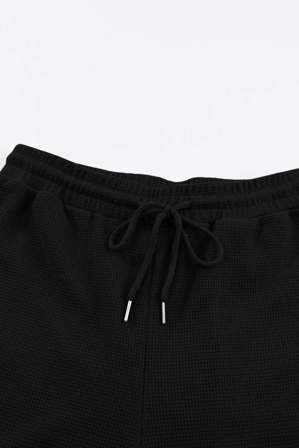 Black Waffle Texture Cargo Pocket Jogger Pant