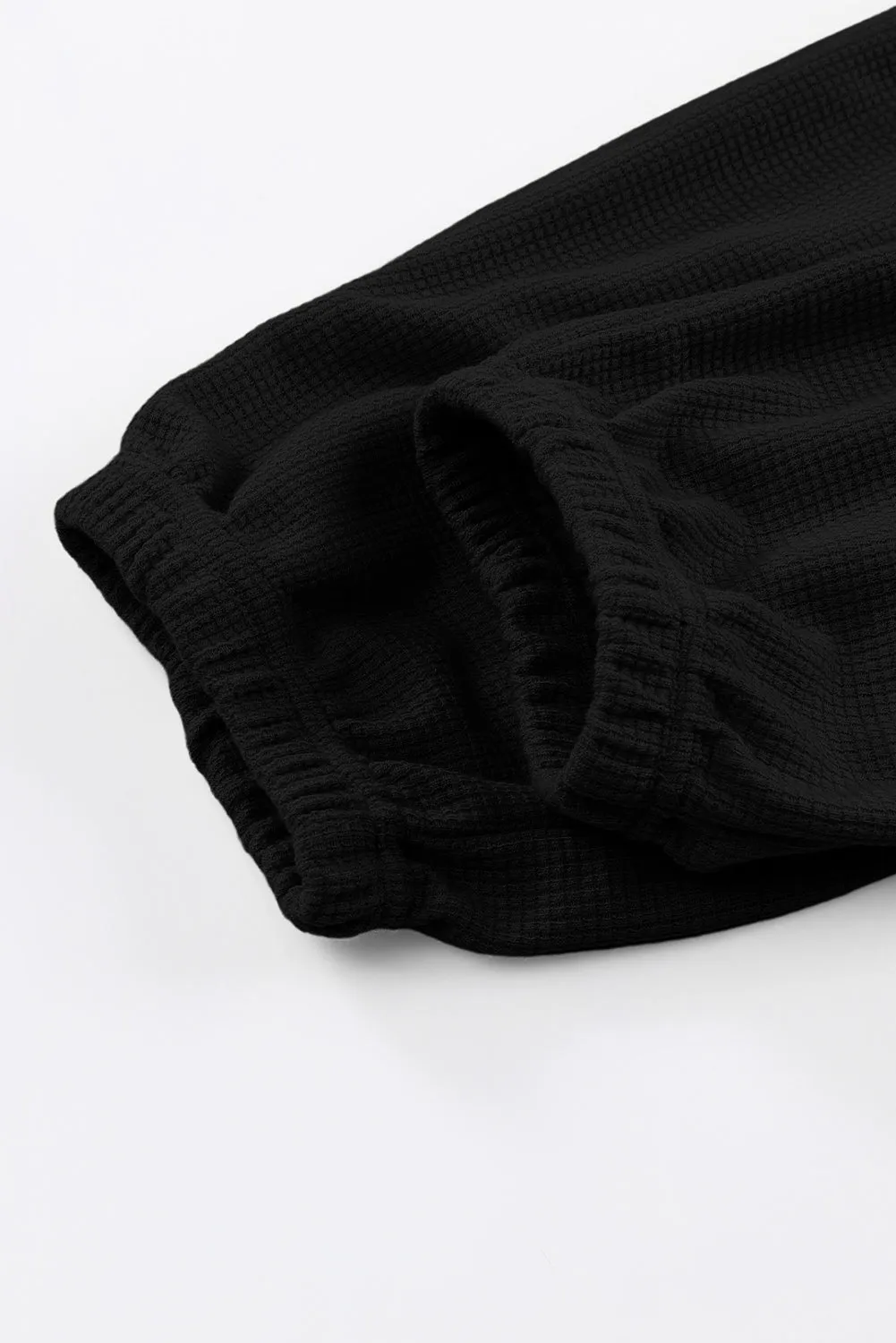 Black Waffle Texture Cargo Pocket Jogger Pant