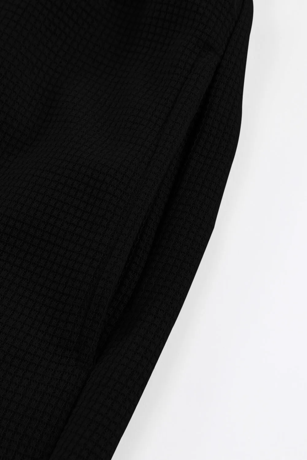Black Waffle Texture Cargo Pocket Jogger Pant