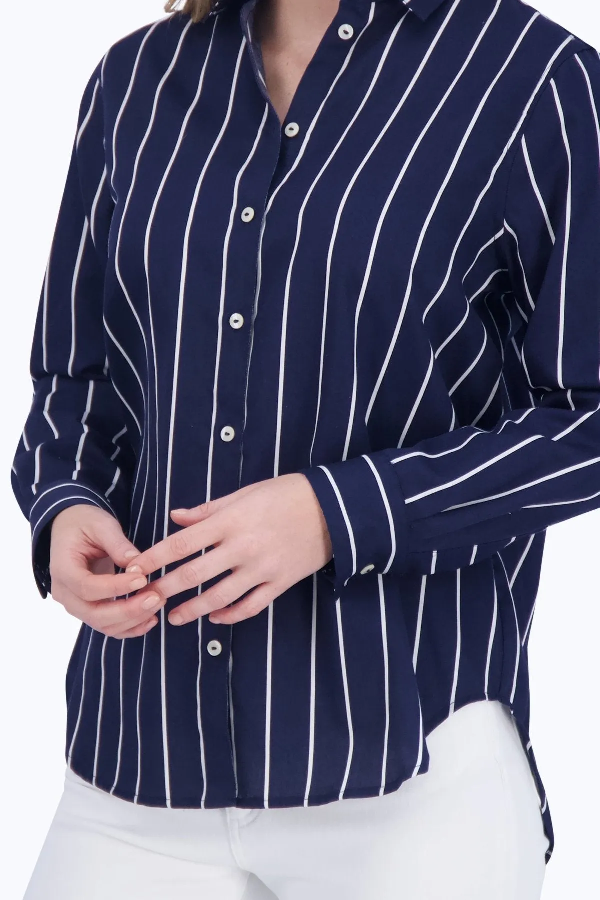 Boyfriend No Iron Navy Stripe Tunic