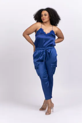 Cami NYC Carmen Silk Charmeuse Cargo Pants Neptune