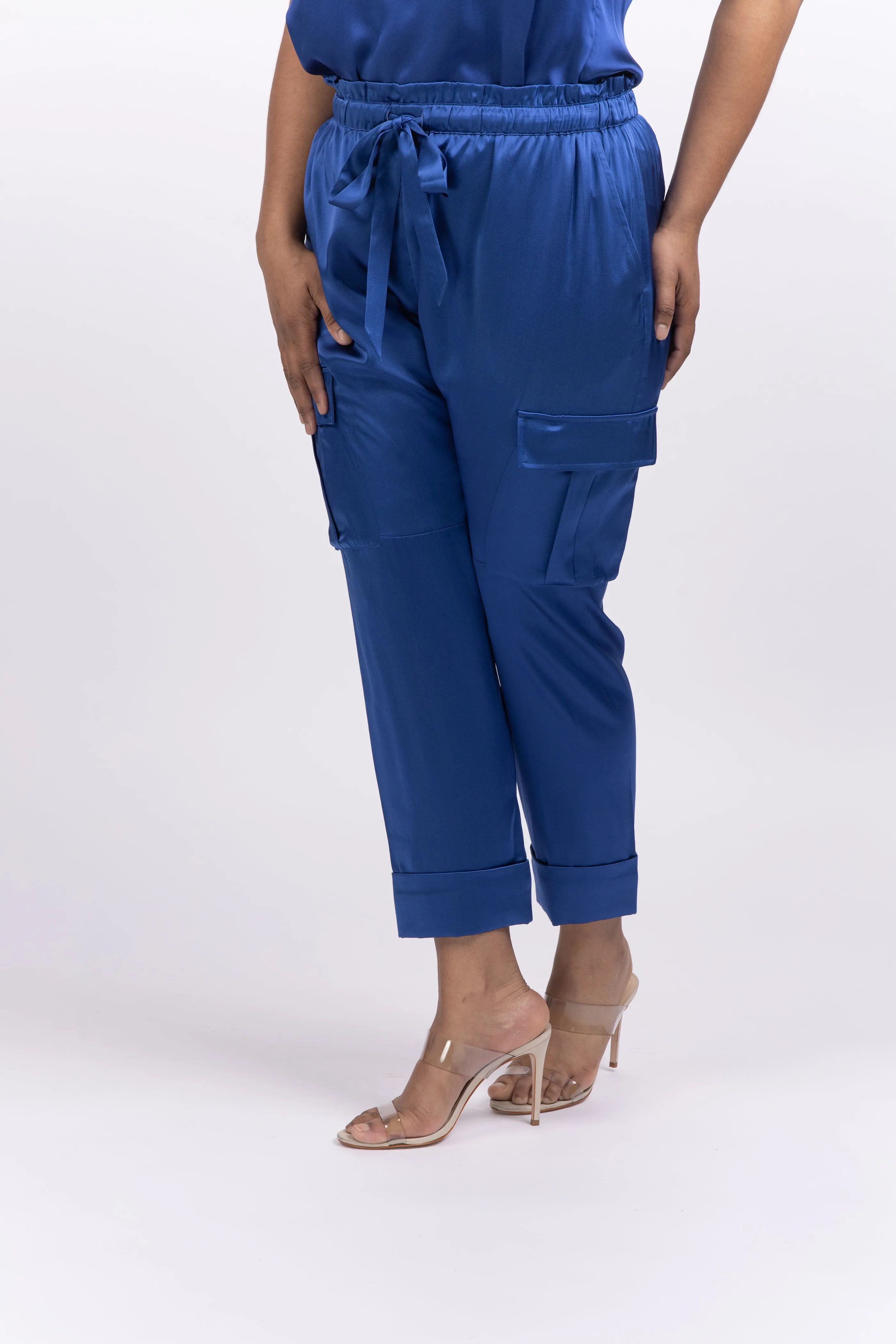 Cami NYC Carmen Silk Charmeuse Cargo Pants Neptune