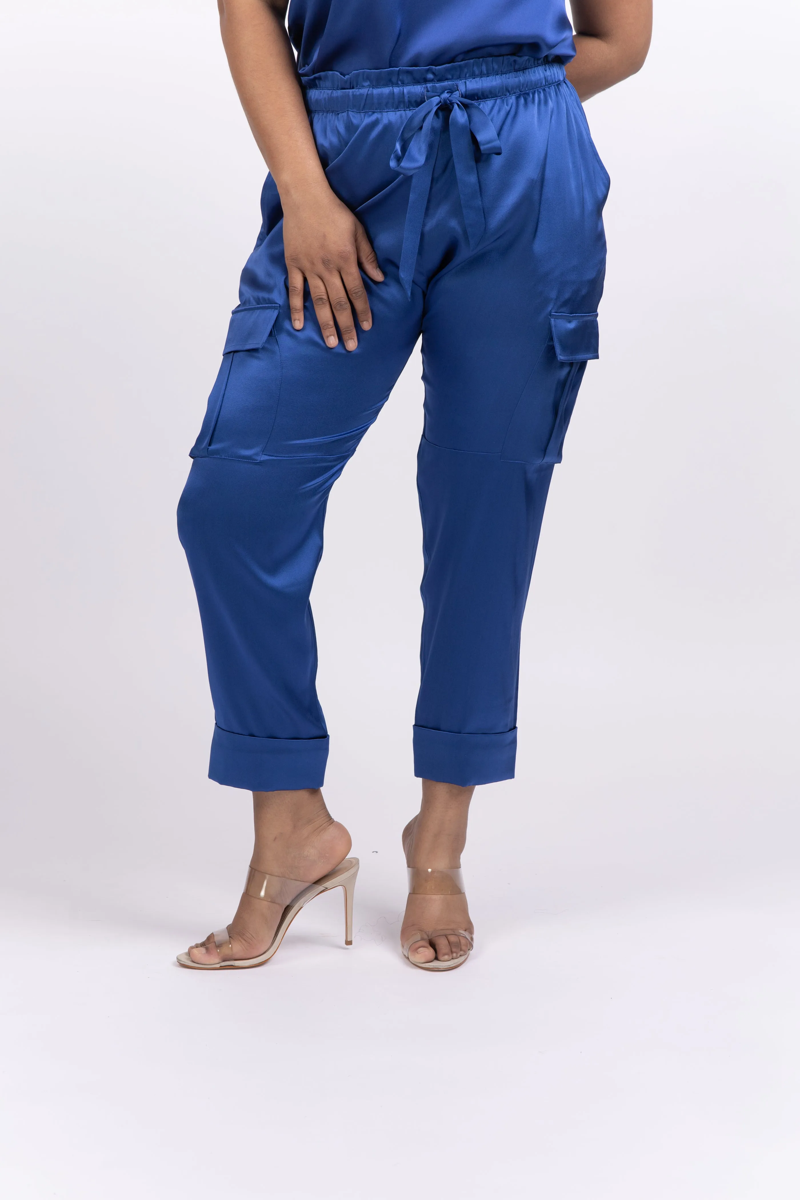 Cami NYC Carmen Silk Charmeuse Cargo Pants Neptune