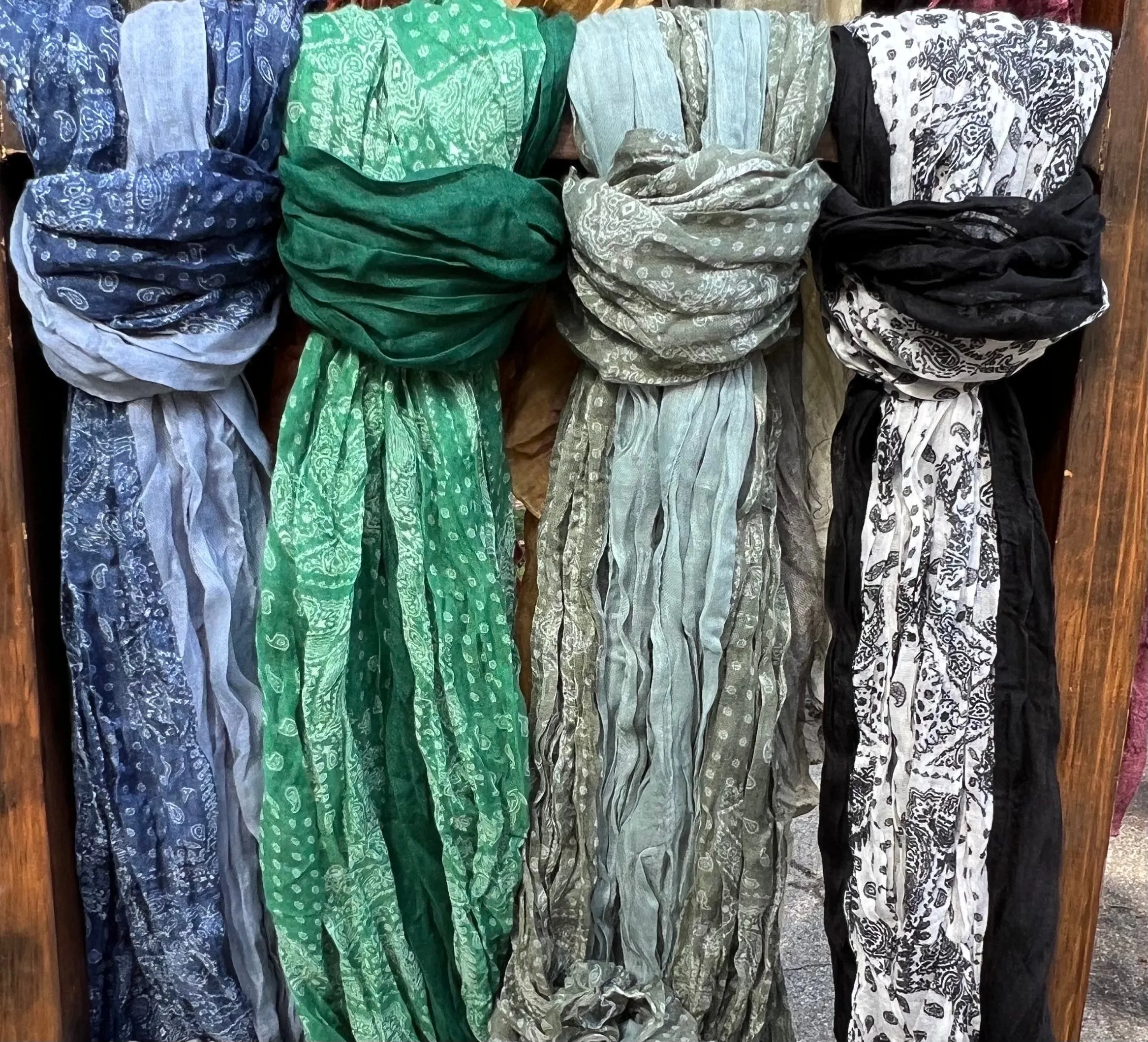 Cotton Scarf - Black & White Paisley