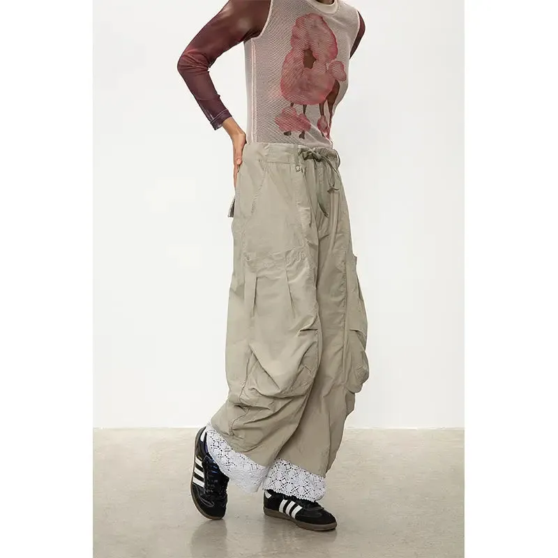 Extra Large Pockets Lace Pants