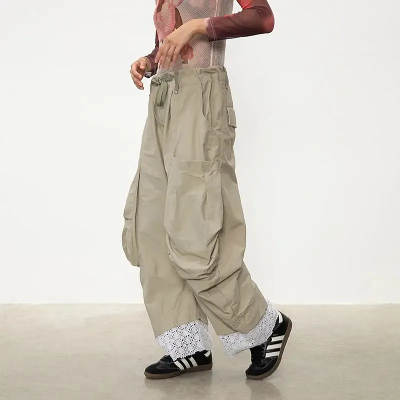 Extra Large Pockets Lace Pants
