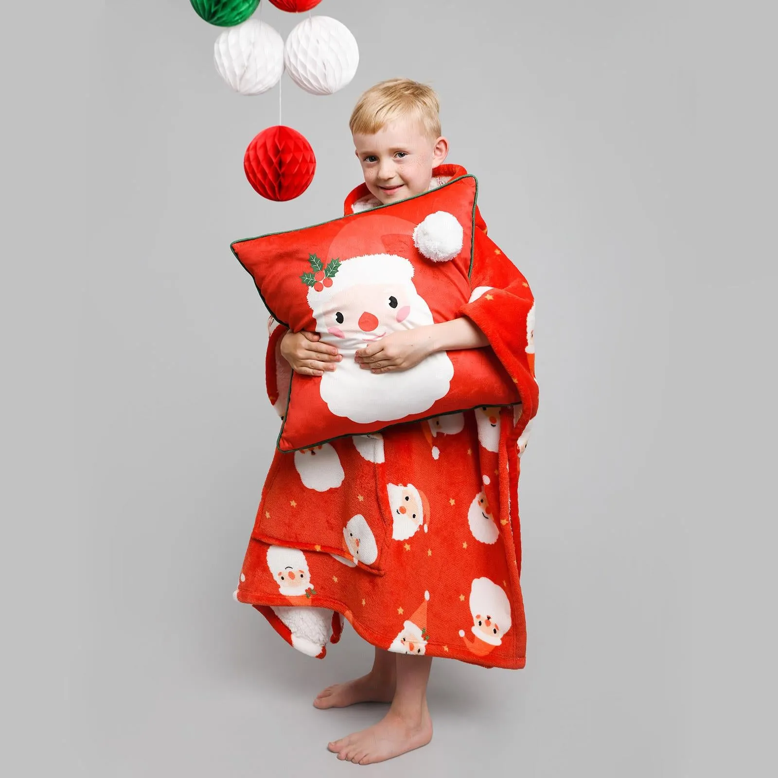 Jolly Santa Sherpa Fleece Poncho