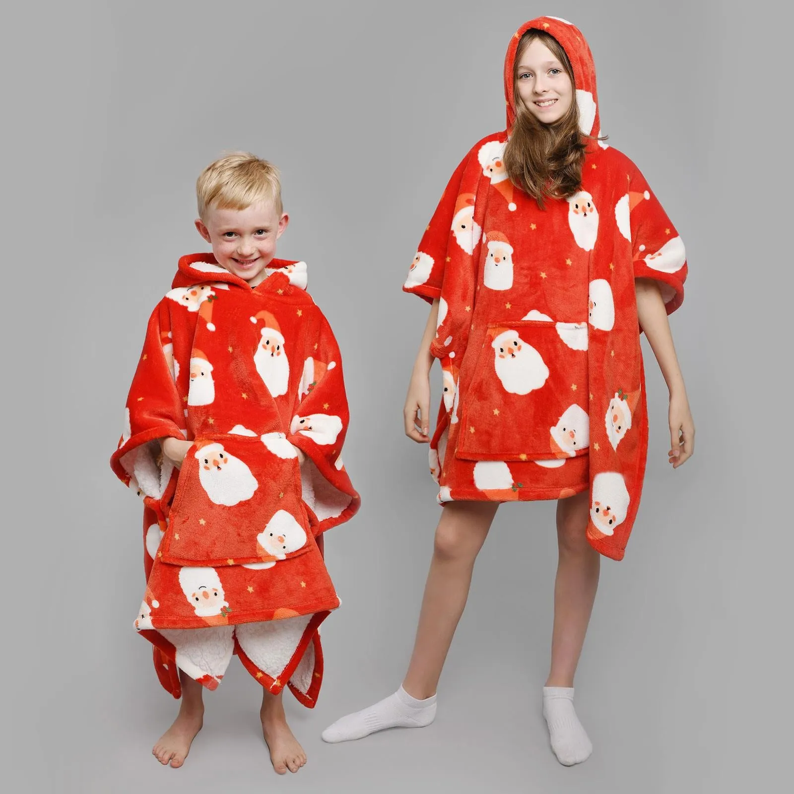 Jolly Santa Sherpa Fleece Poncho