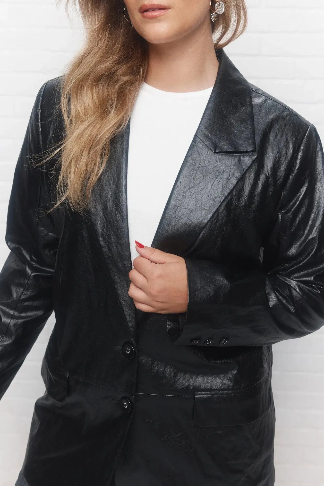 Karson | Veston en similicuir noir