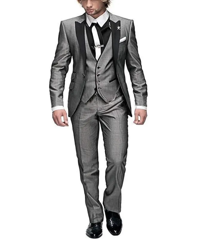 Light Blue Three-piece Suit for Bridegroom Best Wedding Look