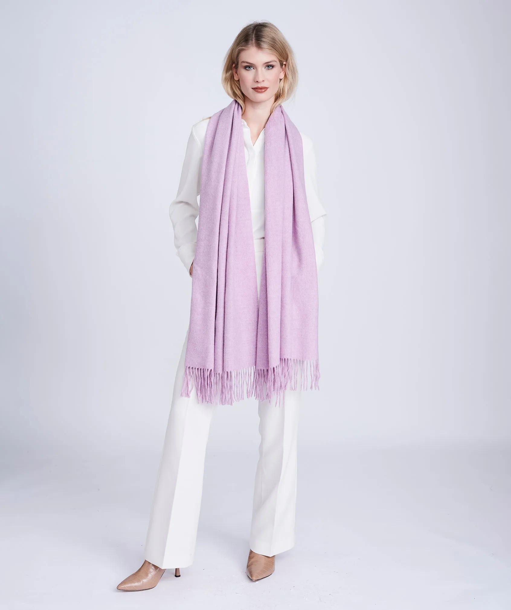 Lilac Oversized Oblong Scarf with Raw Edges