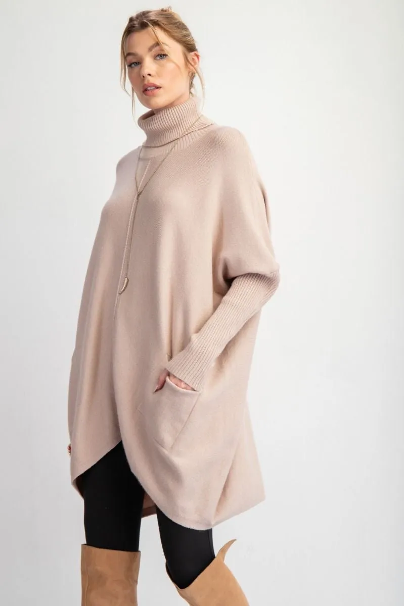 Long Beige Sweater with Pockets
