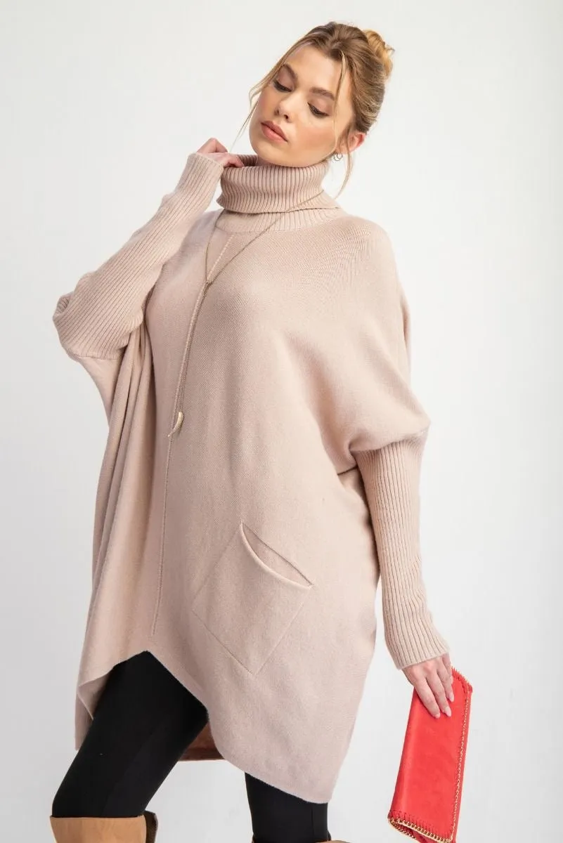 Long Beige Sweater with Pockets