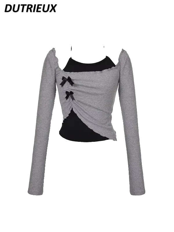 LVSANW Y2k Hot Girl Irregular T-shirt and Sling Top Slimming Suit Women's High Waist Short Culottes Three-Piece Suit Fashion Outfits