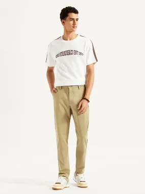 Men's Beige Slim Fit Tech Pant Chinos