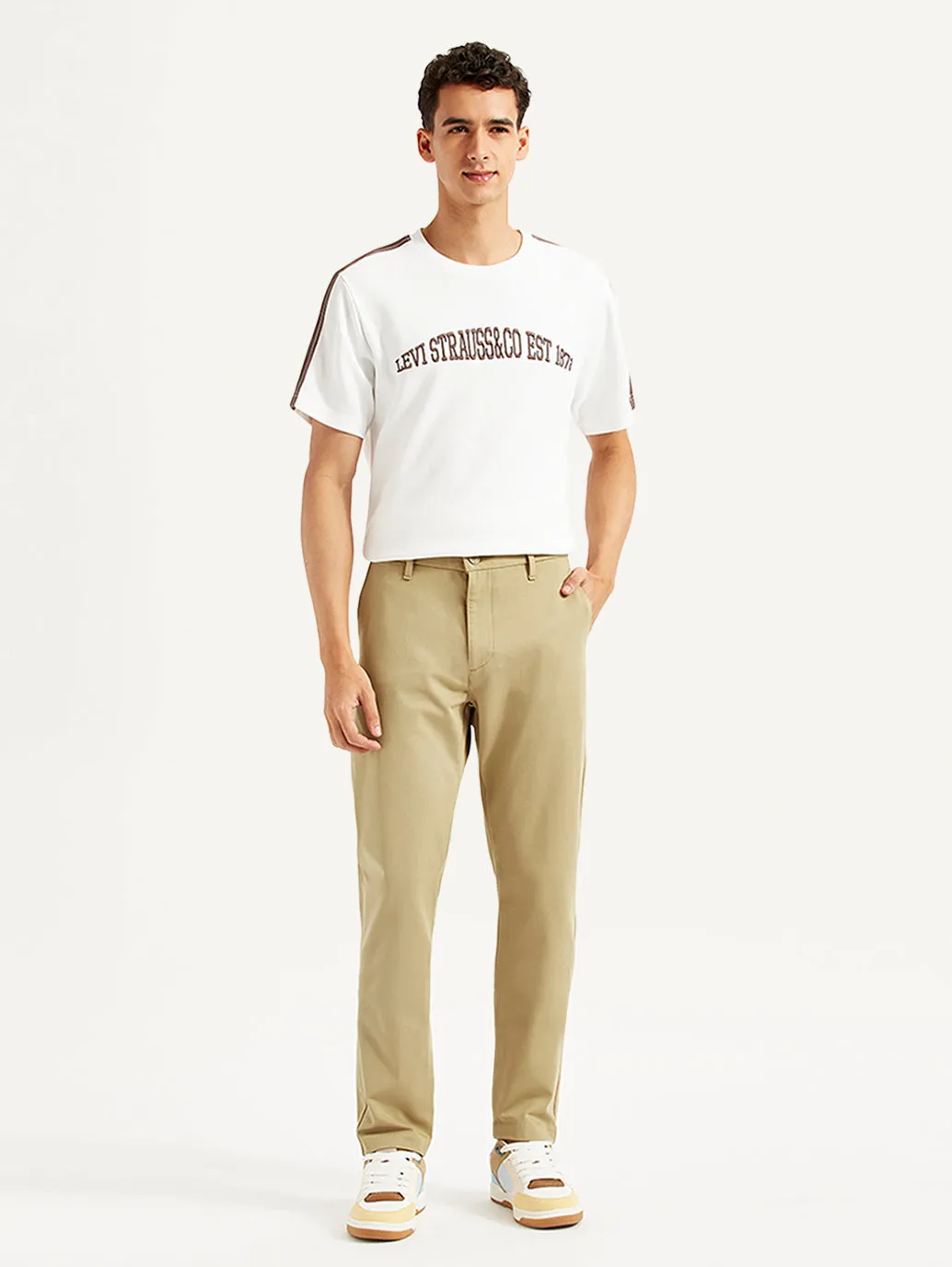 Men's Beige Slim Fit Tech Pant Chinos