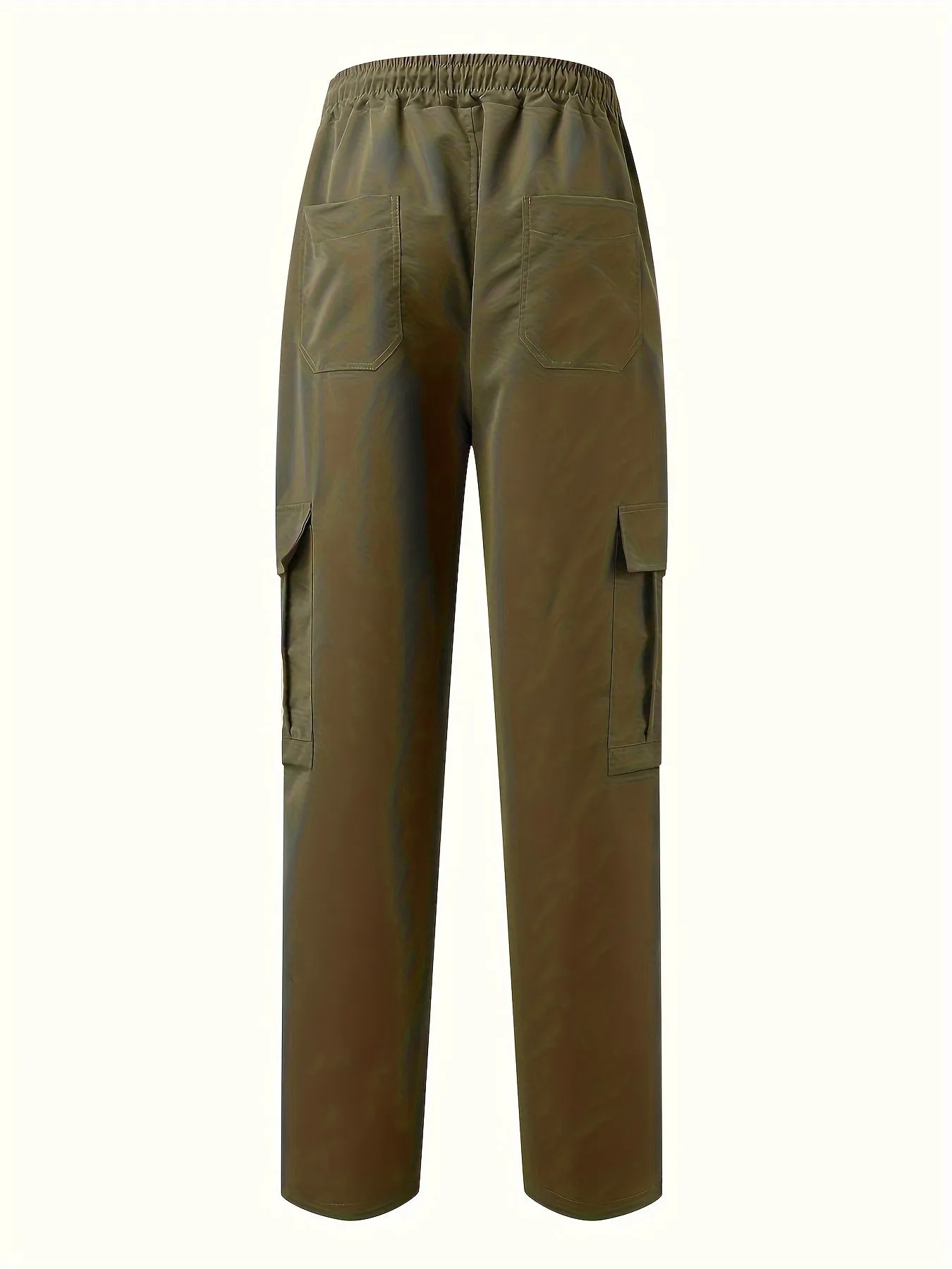 Men's Olive Green Cargo Pants - Lightweight Twill Fabric with Side Pockets, Adjustable Drawstring Waist | Casual Street Style Jogging Gear for All Seasons, Jogging Pants