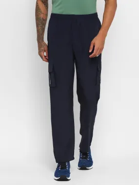 Nivia Cargo Pants for Men/Micro Chex Fabric trackpants with Velcro Pocket - Navy