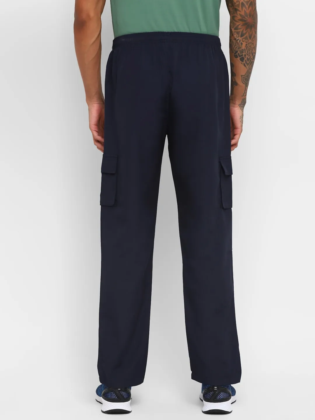 Nivia Cargo Pants for Men/Micro Chex Fabric trackpants with Velcro Pocket - Navy