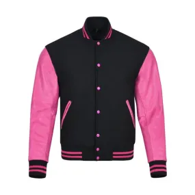 Pink And Black Letterman Jacket