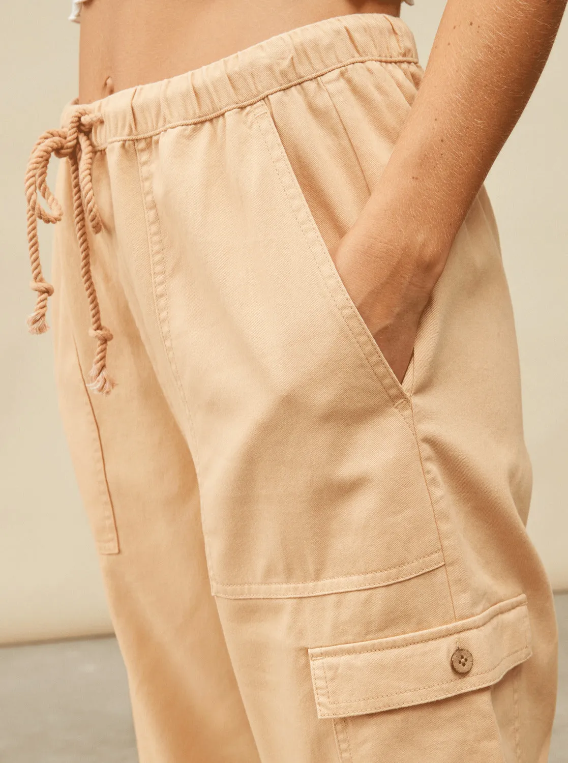 Precious Cargo Twill High Waisted Pants - Hazelnut