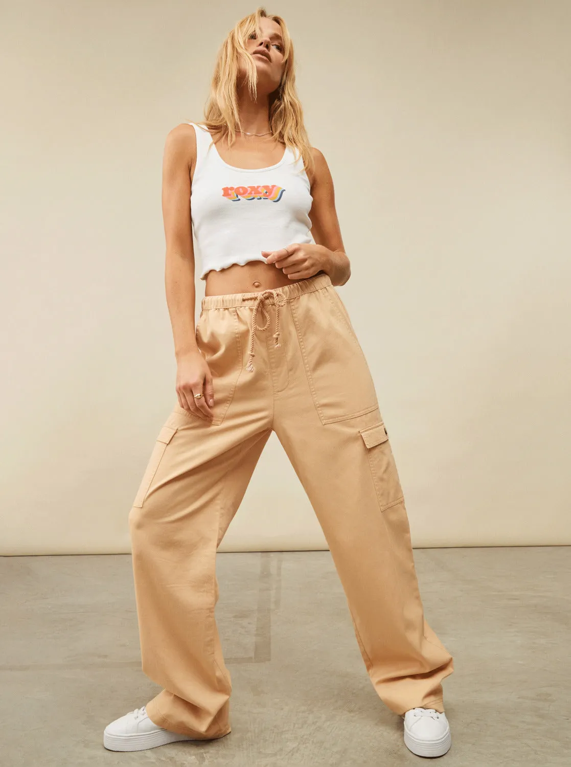 Precious Cargo Twill High Waisted Pants - Hazelnut
