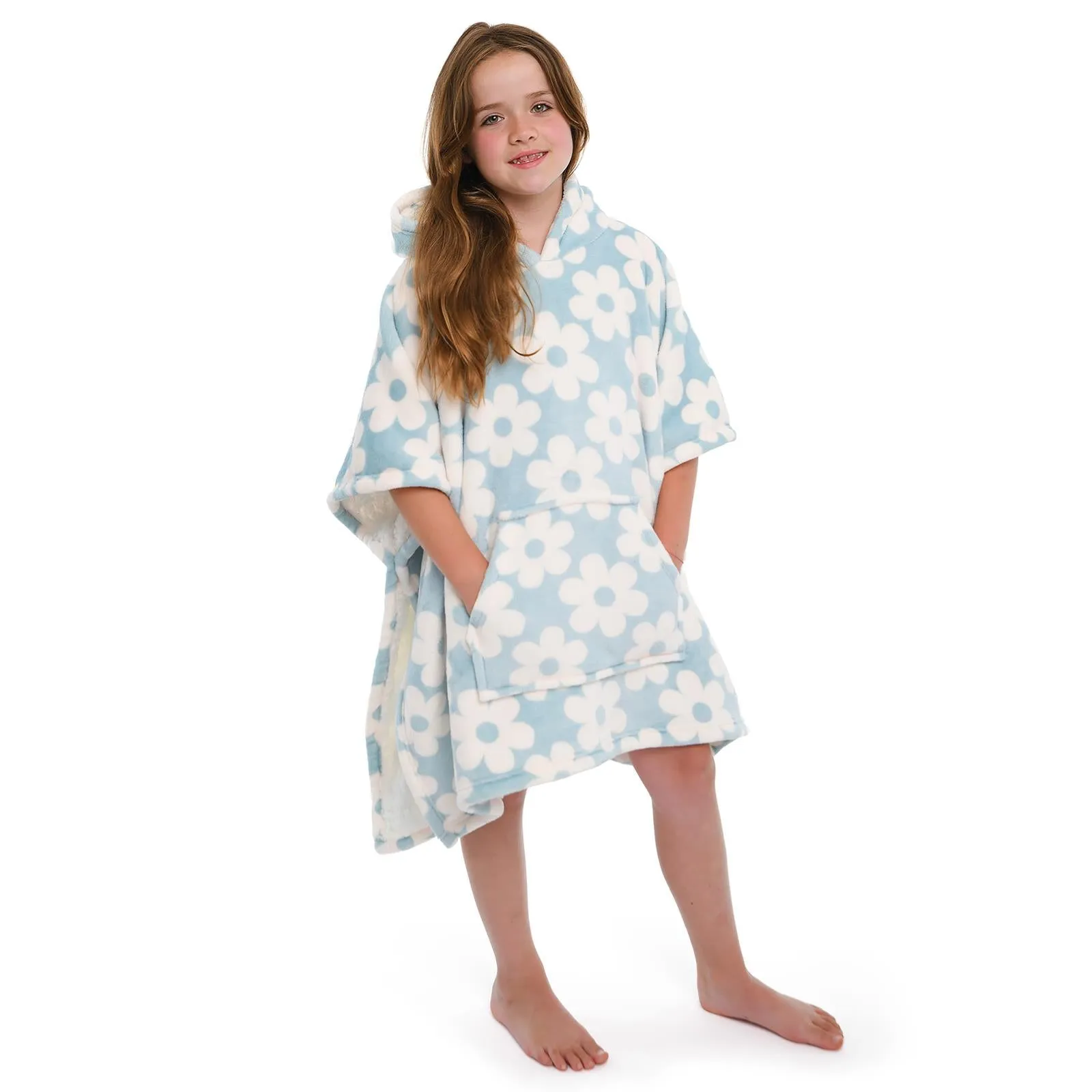 Retro Flower Sherpa Fleece Poncho