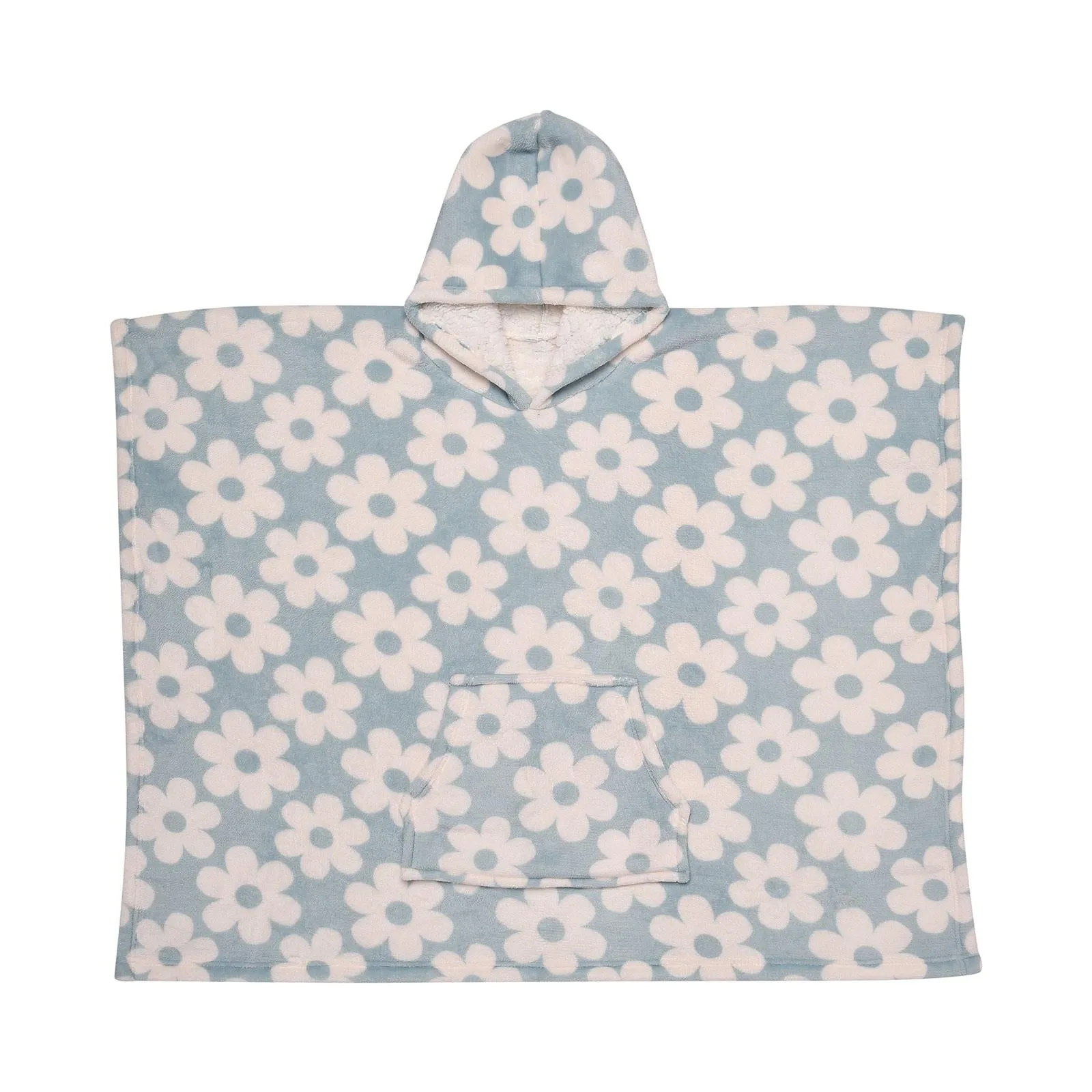 Retro Flower Sherpa Fleece Poncho