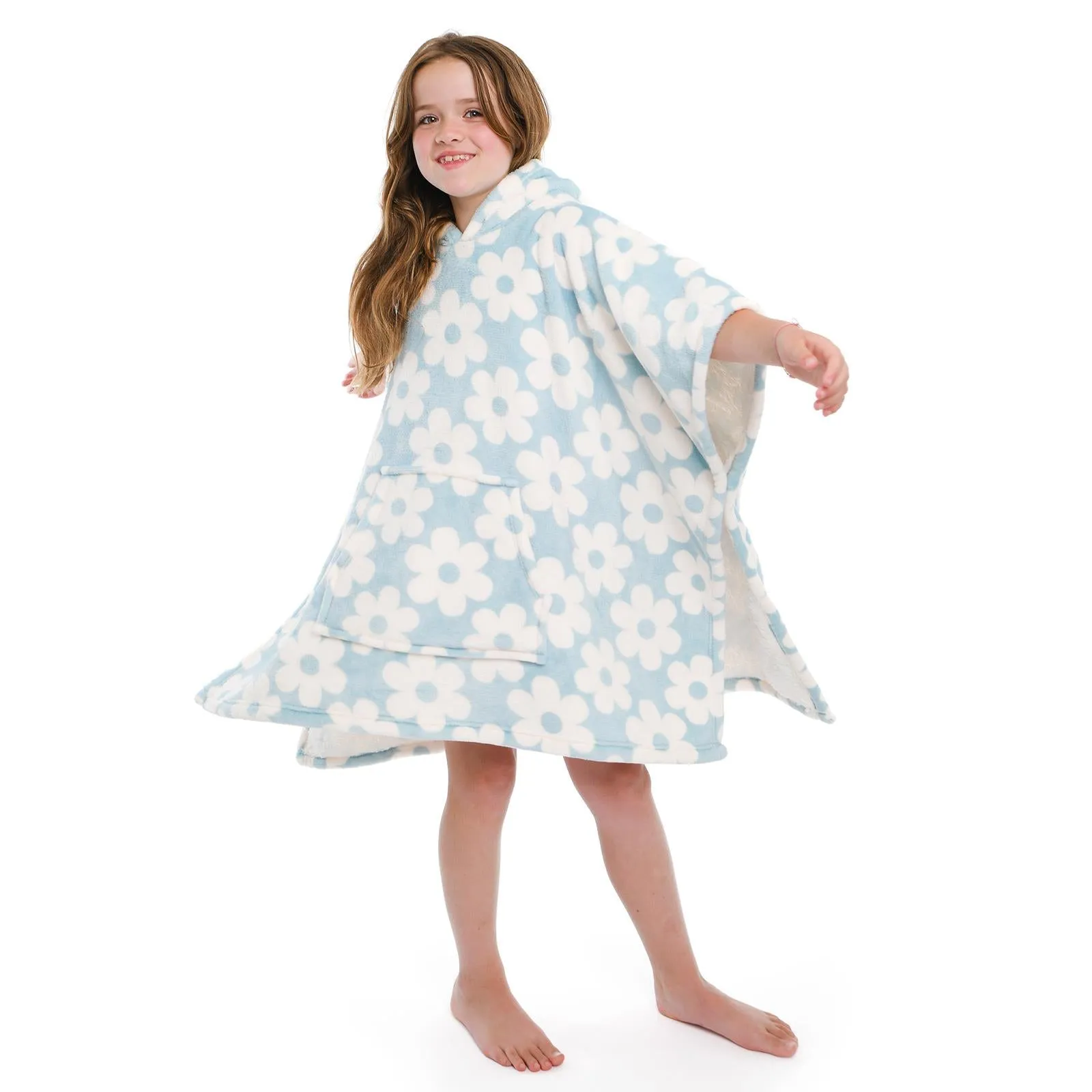 Retro Flower Sherpa Fleece Poncho