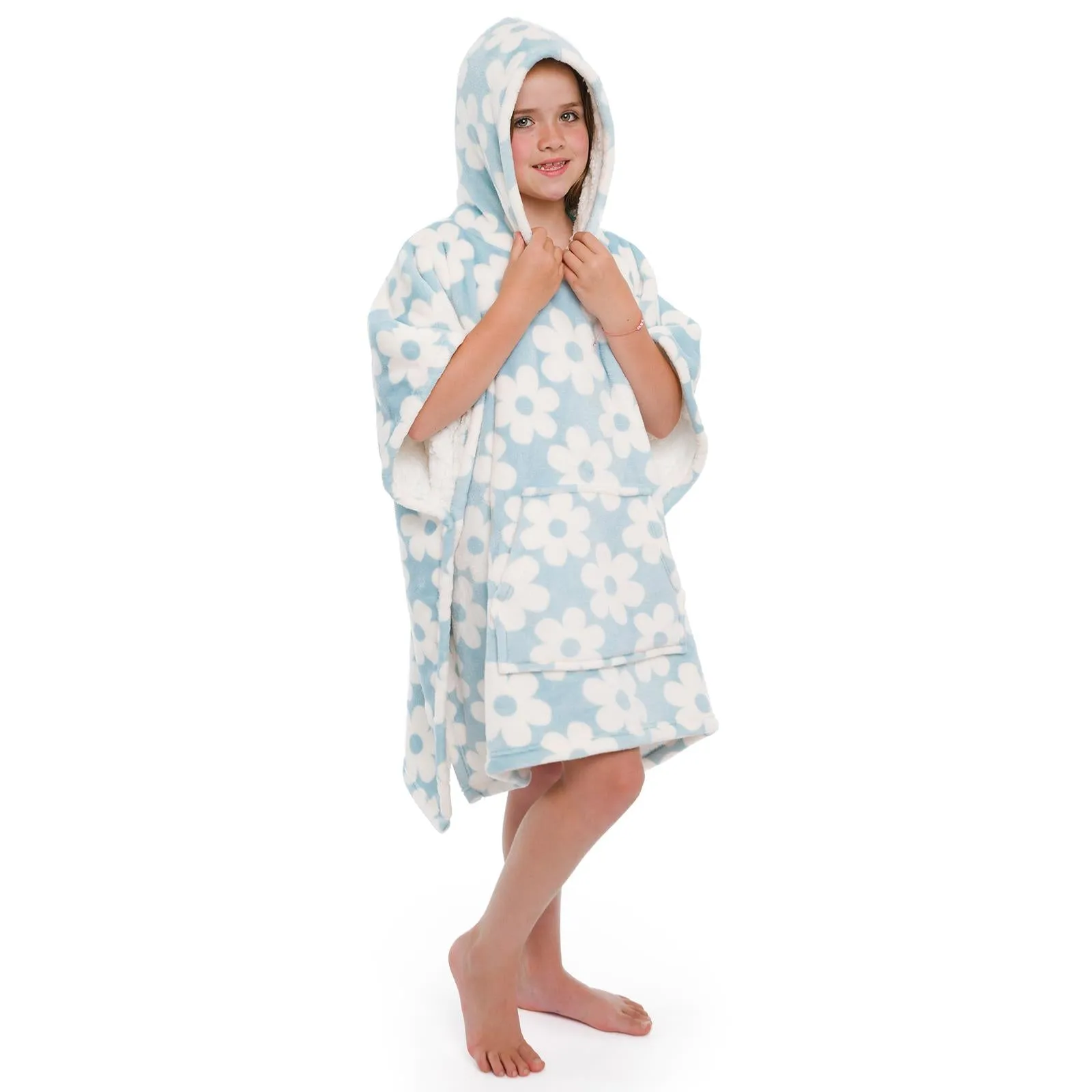 Retro Flower Sherpa Fleece Poncho