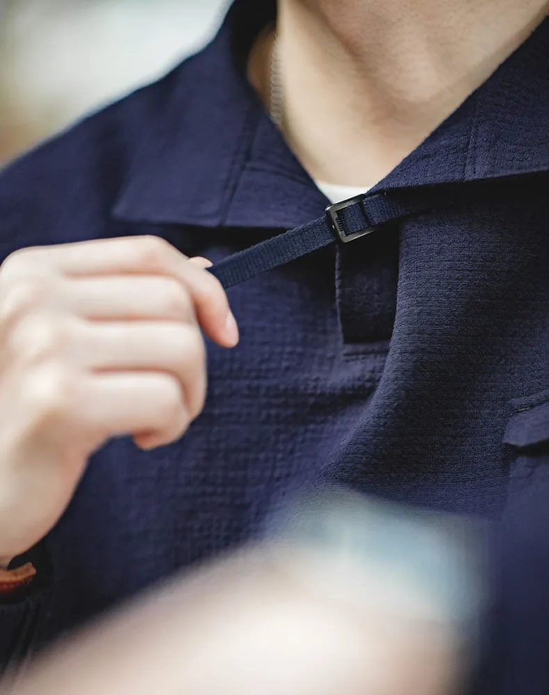 Retro Texture Polo Silhouette Loose Cotton Lapel Men's Sweater