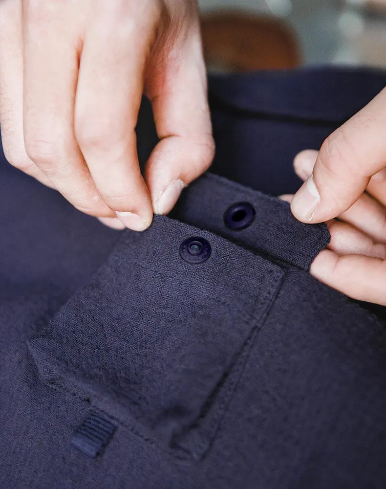 Retro Texture Polo Silhouette Loose Cotton Lapel Men's Sweater