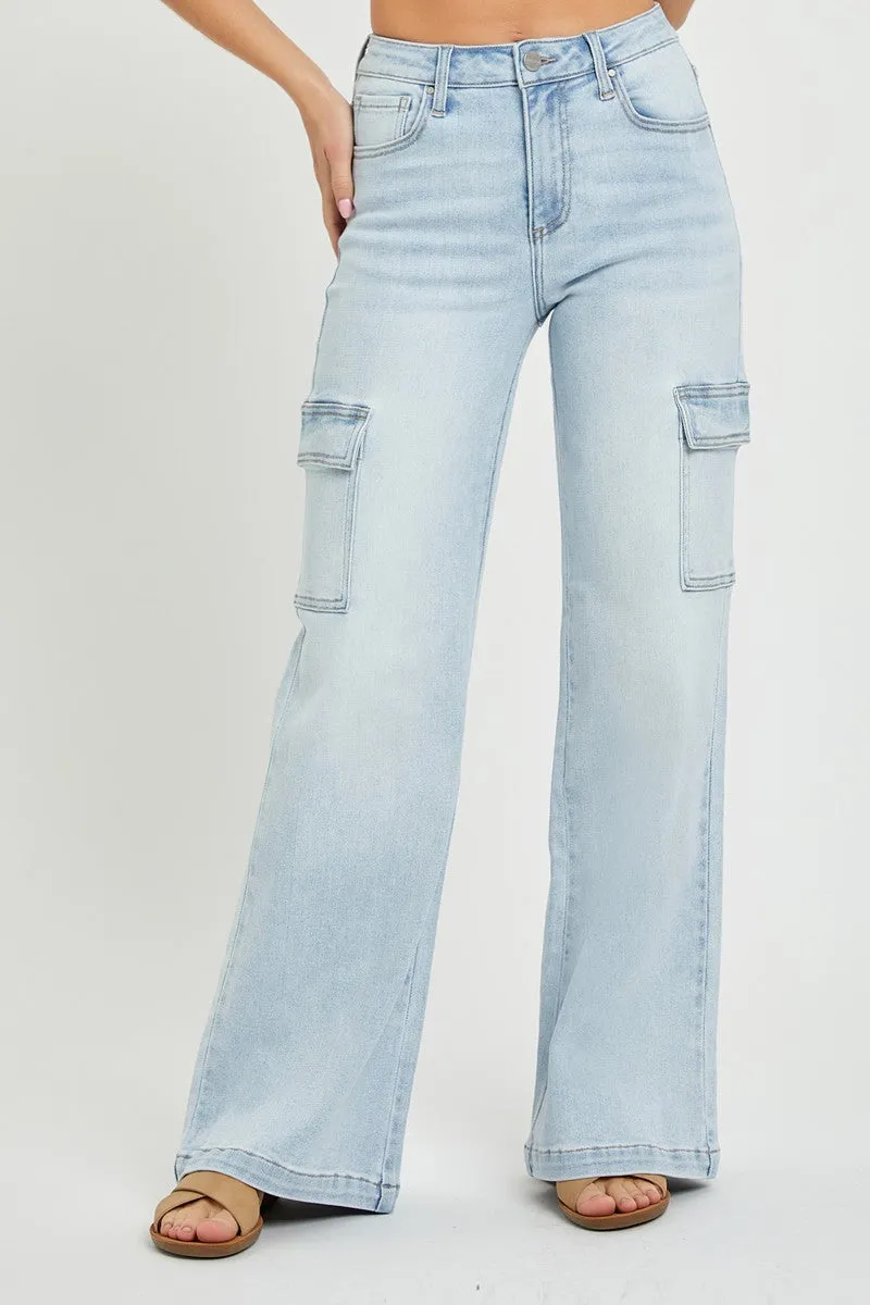 RISEN High Rise Cargo Jeans
