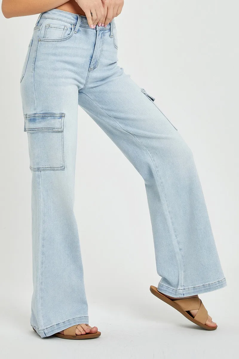 RISEN High Rise Cargo Jeans