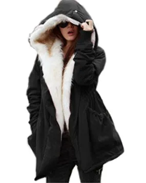 Roiii Women Thicken Warm Winter Coat Hood Parka Overcoat Long Jacket Outwear