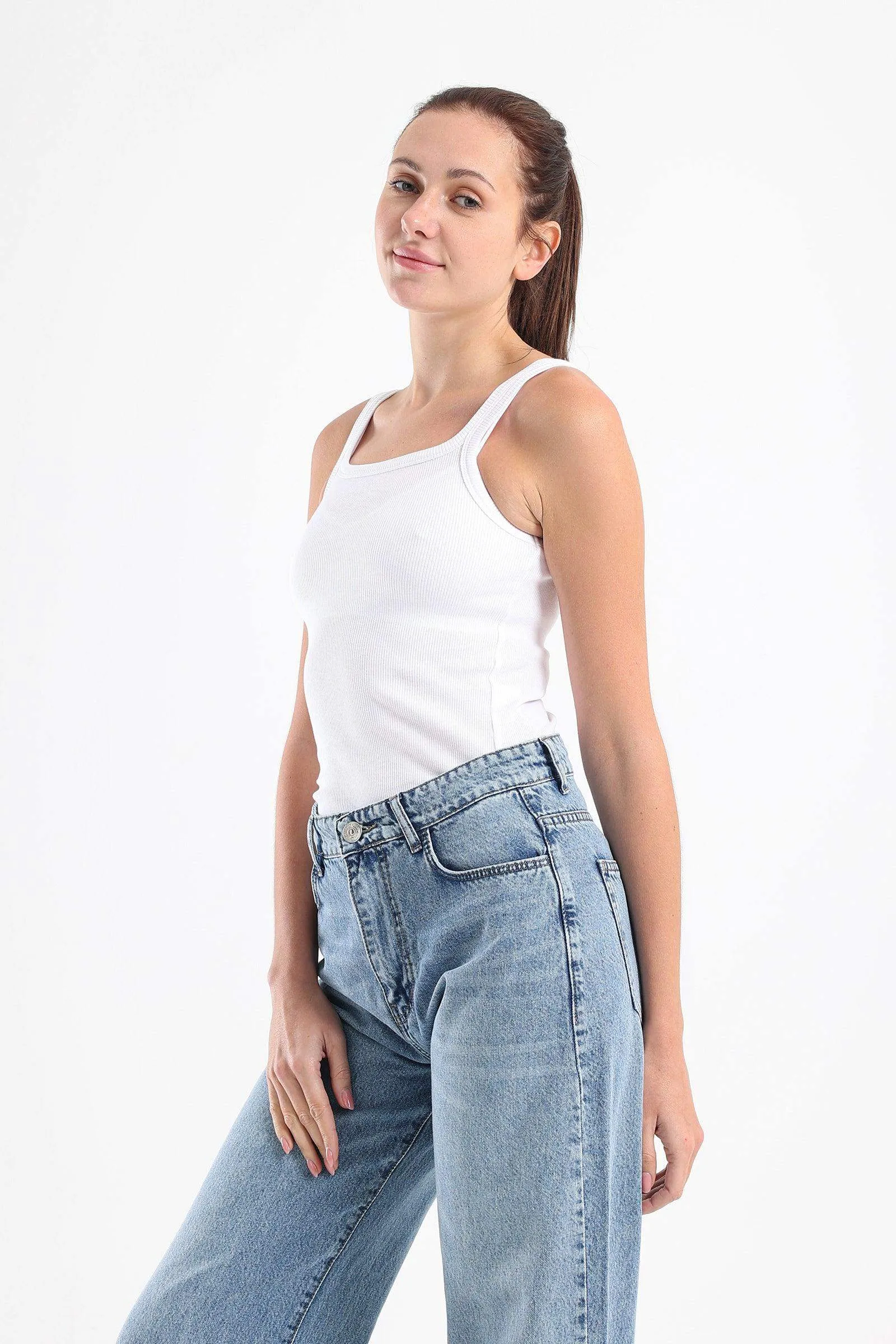 Round Neck Ribbed Top