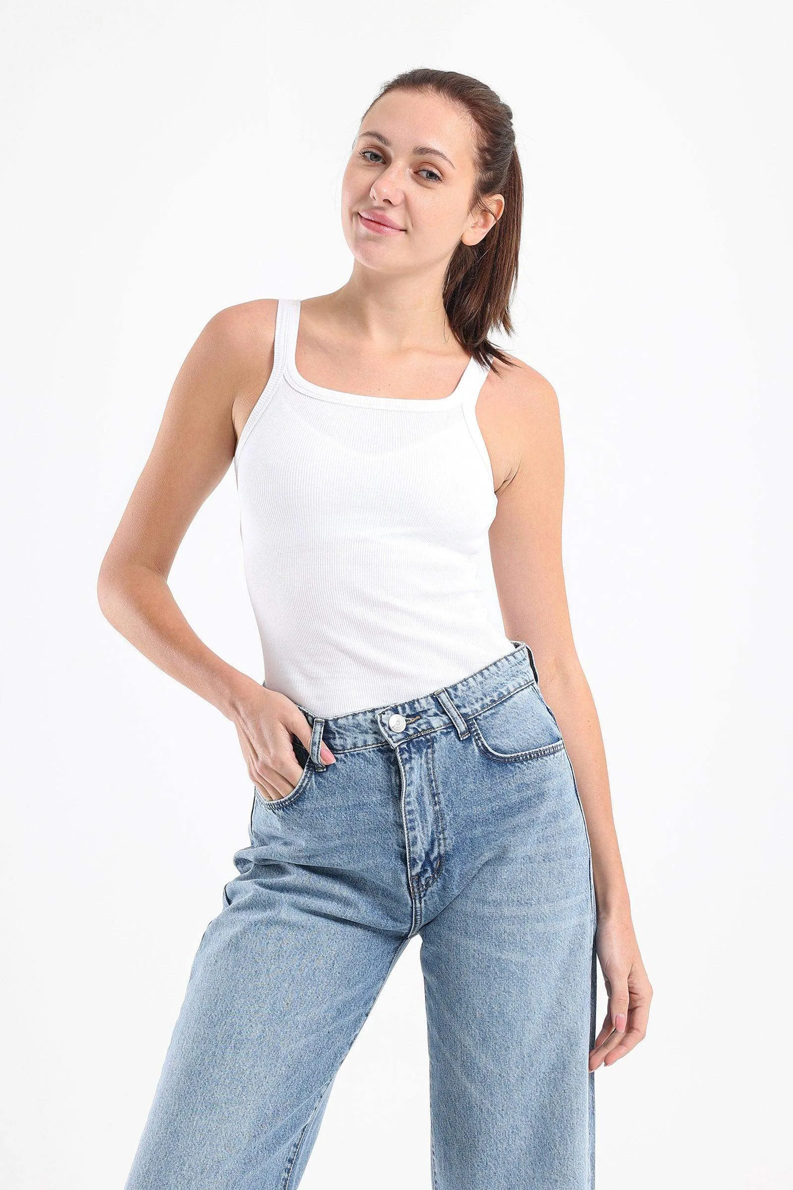 Round Neck Ribbed Top