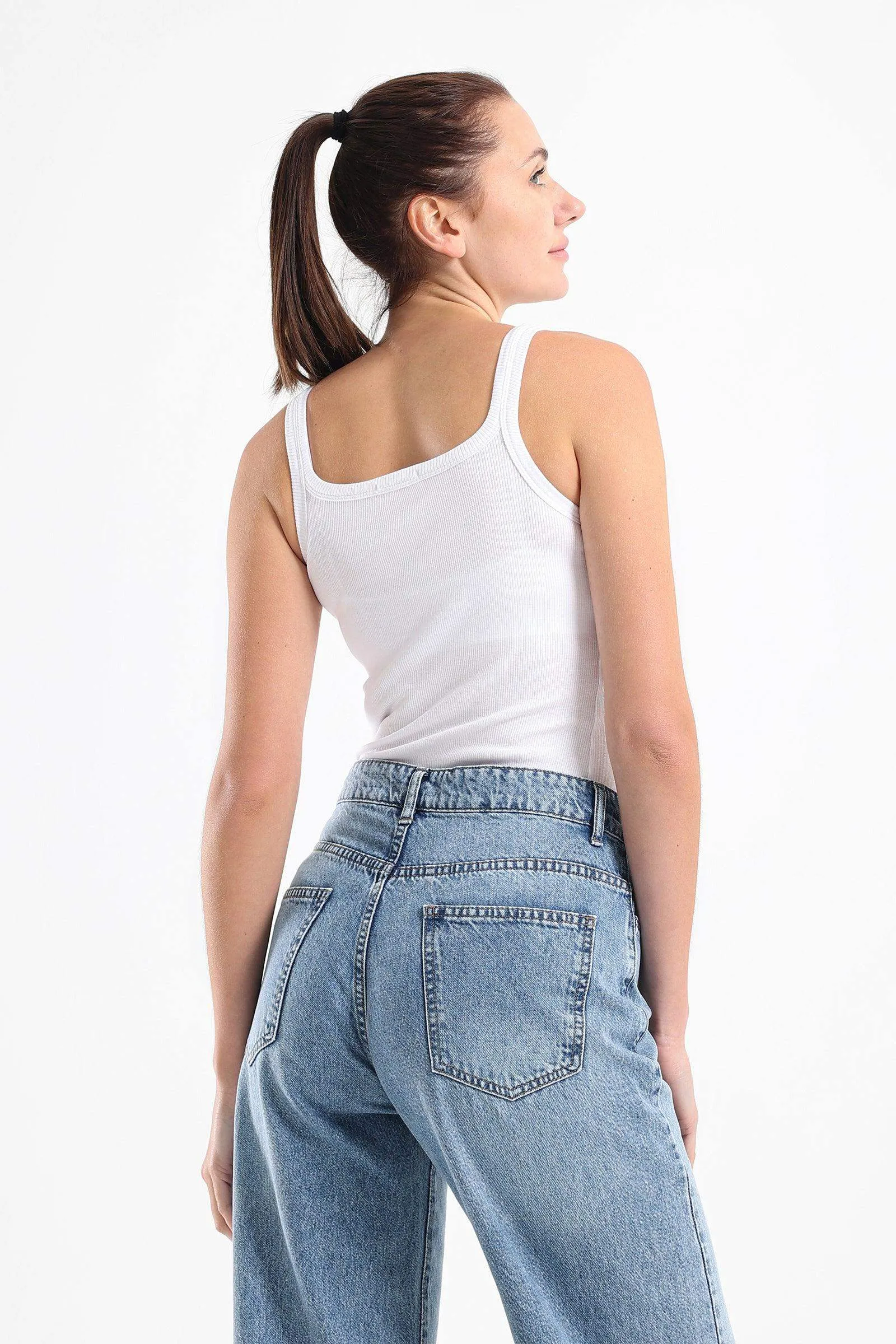 Round Neck Ribbed Top