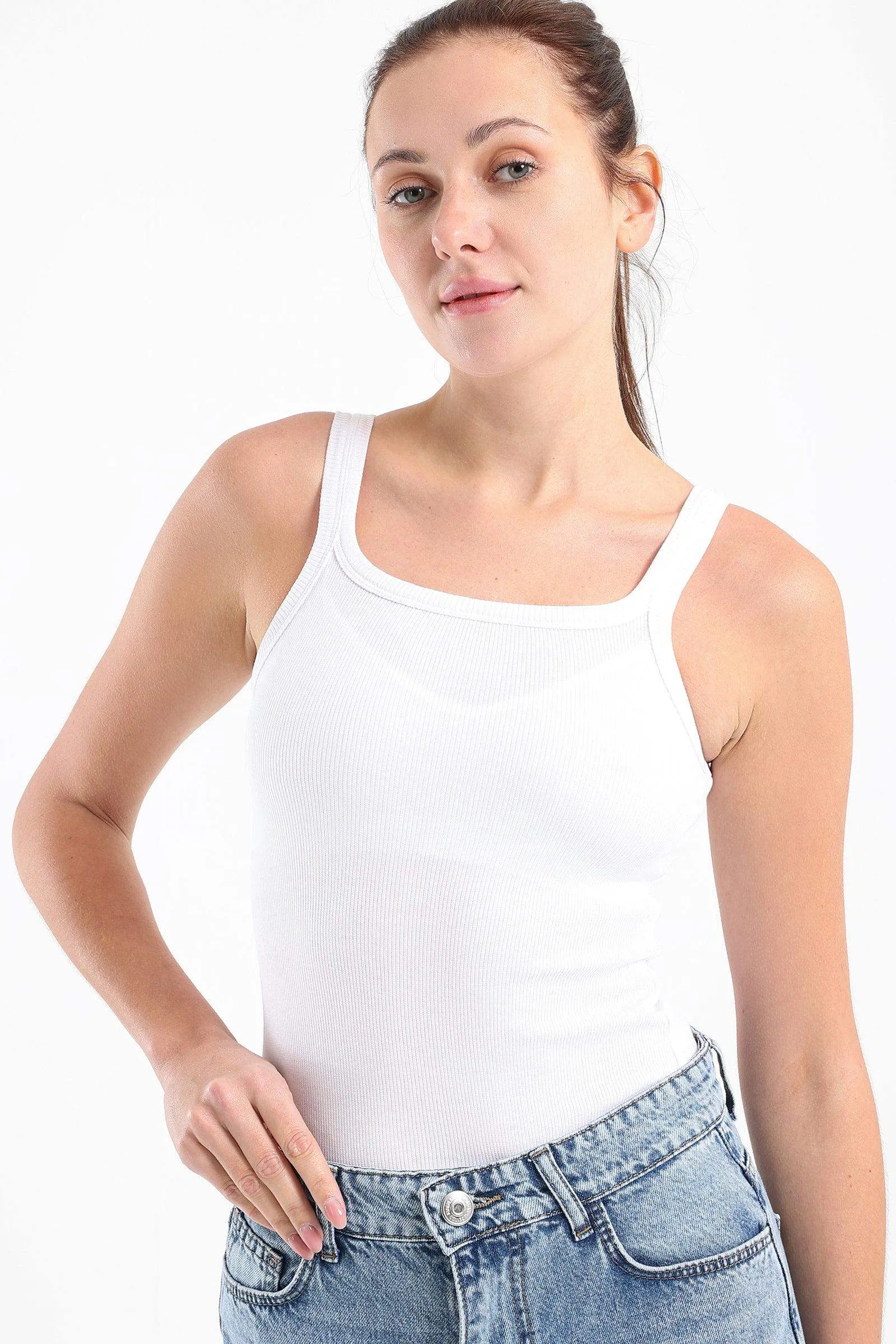 Round Neck Ribbed Top