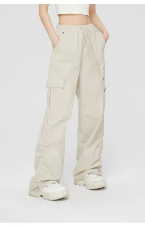 Ruched Wide-Leg Cargo Pants