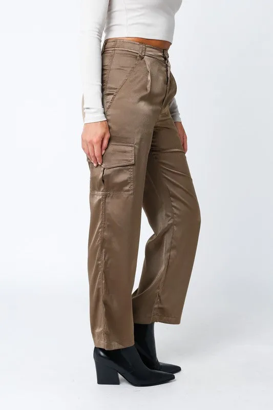 Satin Cargo Pants