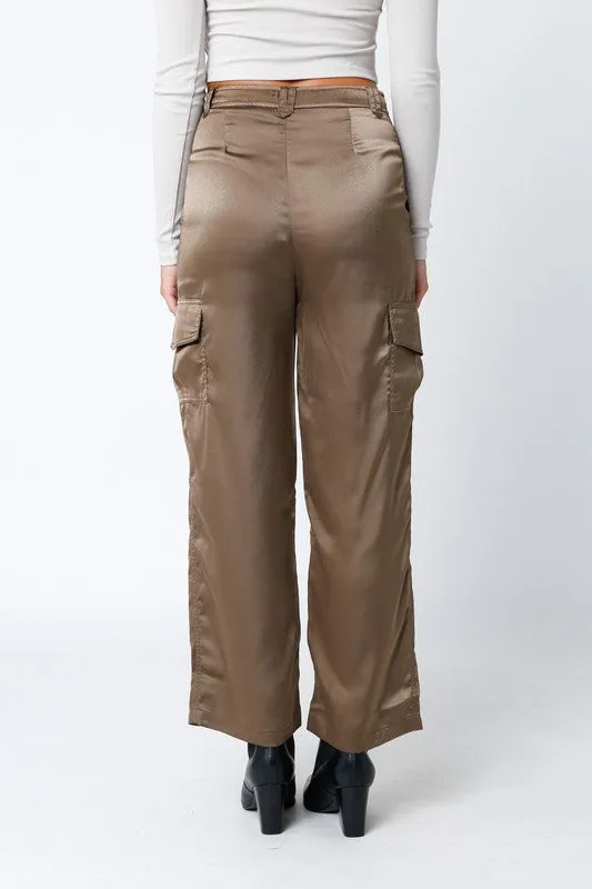Satin Cargo Pants