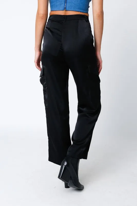 Satin Cargo Pants