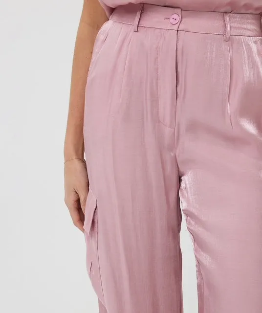 Silky Touch Cargo Pants - Pastel Pink