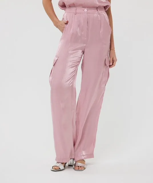 Silky Touch Cargo Pants - Pastel Pink