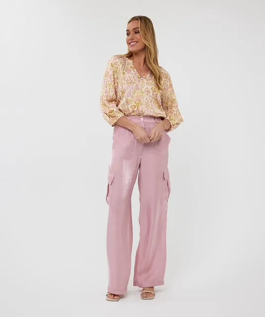 Silky Touch Cargo Pants - Pastel Pink